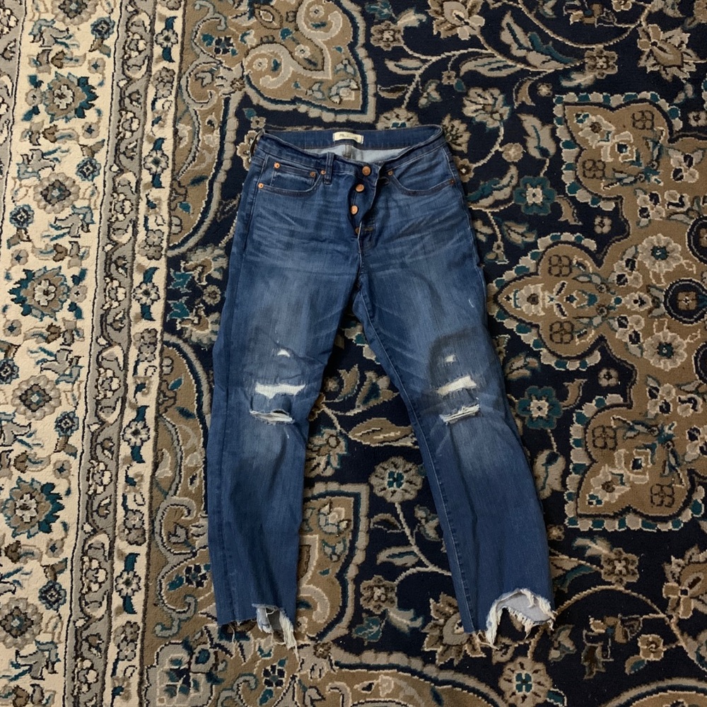 Boot cut distressed madewell jeans